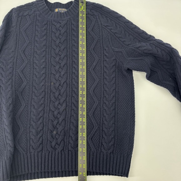 Brooks Brothers Saxon Cable Knit Sweater 100% Wool Men's Size Medium Navy Blue - Picture 3 of 7